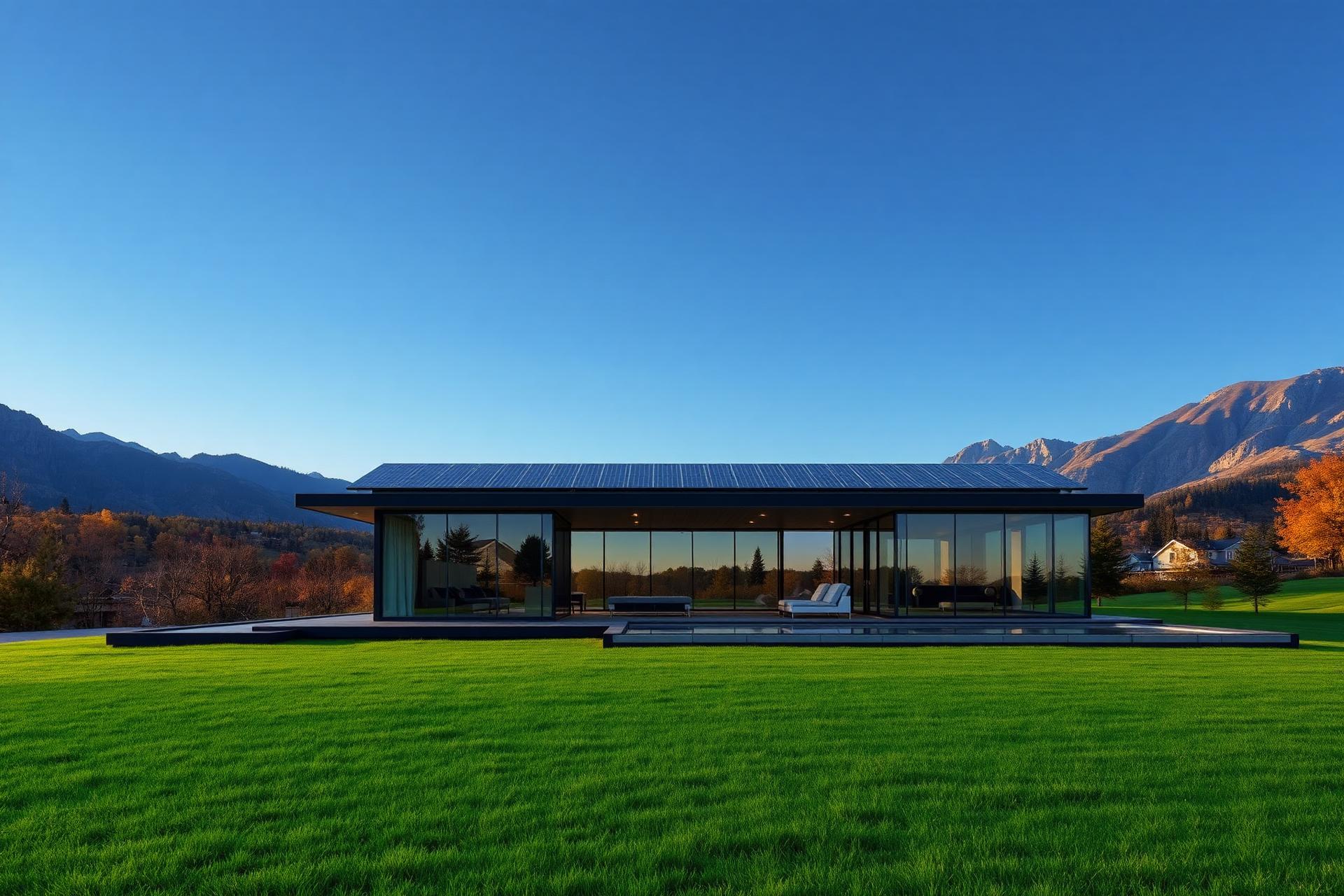 Photovoltaic glass façade on a modern commercial building